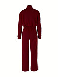 Stylish and Casual White Striped Color-blocked Sportswear Two-piece Set ZAND-33306