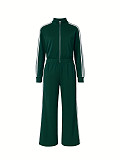 Stylish and Casual White Striped Color-blocked Sportswear Two-piece Set ZAND-33306