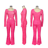 Sexy Long Sleeves Bodysuit And Long Pants Women Solid Color Sporty Sets SFY-601