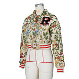 New Autumn/Winter Retro Print Loose-fitting Short Baseball Jacket ZS-0722