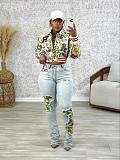 New Autumn/Winter Retro Print Loose-fitting Short Baseball Jacket ZS-0722