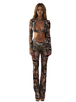 Sexy Cropped Top With Camouflage Print Pants Set SHD-9577 Sexy Cropped Top With Camouflage Print Pants Set SHD-9577