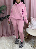 Solid Color Fleece-lined Sweatshirt Running Suit Two-piece Set AIL-340