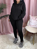 Solid Color Fleece-lined Sweatshirt Running Suit Two-piece Set AIL-340