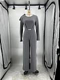 Stylish Solid Color Long-sleeved T-shirt and Wide-leg Overalls Two-piece Set BLX-86001
