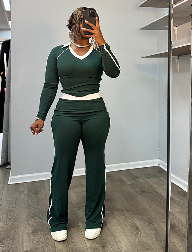 Stylish Sporty Casual Color-blocked Lapel High-waisted Slim-fit Suit YS-2510