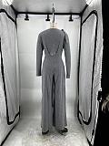 Stylish Solid Color Long-sleeved T-shirt and Wide-leg Overalls Two-piece Set BLX-86001