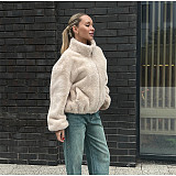 Autumn/Winter Stand Collar Fur Short Zipper Jacket ZNFR-605