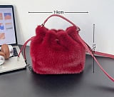 Autumn/Winter Vintage Style Plush Faux Mink Fur High-End Crossbody Bucket Bag RS-80825