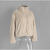 Autumn/Winter Stand Collar Fur Short Zipper Jacket ZNFR-605