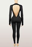 Sexy Solid Color Slim Fit Stretch Backless Jumpsuit