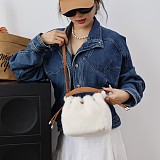 Autumn/Winter Vintage Style Plush Faux Mink Fur High-End Crossbody Bucket Bag RS-80825