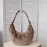 New Faux Mink Fur Large Capacity Crossbody Dumpling Crescent Bag RS-5806