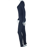 Sexy White U-neck Zipper Long-sleeved Tight-fitting Slimming Jumpsuit JY-006176