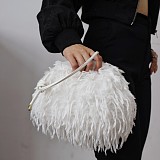 New Plush Feather Cloud-patterned Underarm Clutch Bag RS-2336