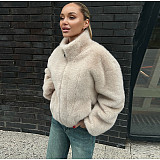 Autumn/Winter Stand Collar Fur Short Zipper Jacket ZNFR-605