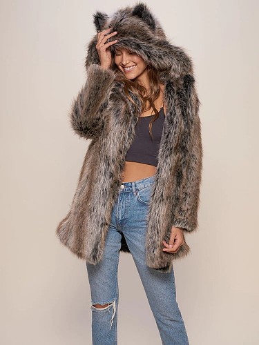 Autumn/Winter Faux Fur Cartoon Cute Bunny Ear Mid-Length Fox Fur Coat ZNFR-48785