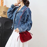 Autumn/Winter Vintage Style Plush Faux Mink Fur High-End Crossbody Bucket Bag RS-80825