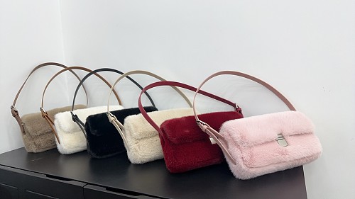 New Faux Plush Minimalist Commuter Underarm Shoulder Bag RS-5715