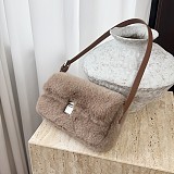 New Faux Plush Minimalist Commuter Underarm Shoulder Bag RS-5715