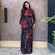 Sexy Printed Color-blocked Stand-neck Long-sleeved Fitted Waist Bodycon Dress JY-303551