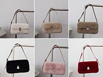 New Faux Plush Minimalist Commuter Underarm Shoulder Bag RS-5715 New Faux Plush Minimalist Commuter Underarm Shoulder Bag RS-5715