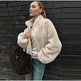 Autumn/Winter Stand Collar Fur Short Zipper Jacket ZNFR-605
