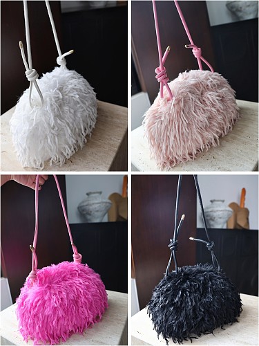 New Plush Feather Cloud-patterned Underarm Clutch Bag RS-2336