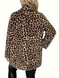 Fashionable Leopard Print Faux Fur Loose-fitting Mid-length Coat FSX-717