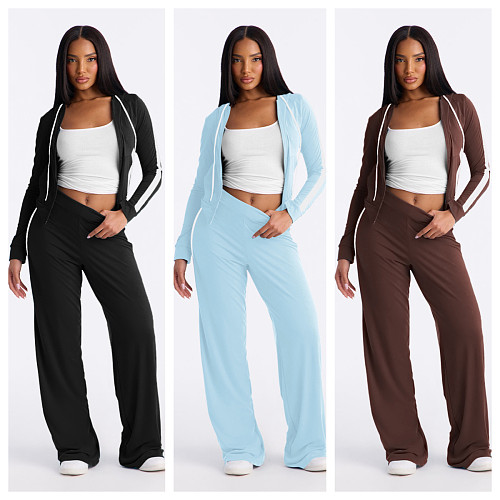 Stylish Color-blocked Hooded Two-piece Set YD-8843