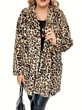 Fashionable Leopard Print Faux Fur Loose-fitting Mid-length Coat FSX-717