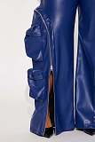 Stylish Zippered Detachable Multi-pocket Leather Pants YUNM-25035