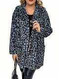 Fashionable Leopard Print Faux Fur Loose-fitting Mid-length Coat FSX-717