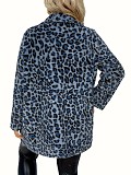 Fashionable Leopard Print Faux Fur Loose-fitting Mid-length Coat FSX-717