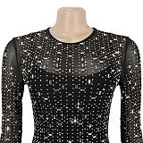 2025 Sexy Mesh Rhinestone Bodycon Mini Dress BY-7601