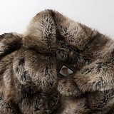 Winter Faux Fur Peter Pan Collar Elegant Color-Blocked Short Jacket ZNFR-24142