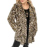 Fashionable Leopard Print Faux Fur Loose-fitting Mid-length Coat FSX-717
