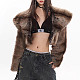 Winter Faux Fur Peter Pan Collar Elegant Color-Blocked Short Jacket ZNFR-24142