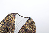 Sexy Leopard Print V-neck Long-sleeved Top and Low-waisted Skirt Set SXE-85189
