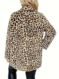 Fashionable Leopard Print Faux Fur Loose-fitting Mid-length Coat FSX-717