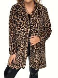Fashionable Leopard Print Faux Fur Loose-fitting Mid-length Coat FSX-717