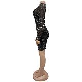 2025 Sexy Mesh Rhinestone Bodycon Mini Dress BY-7601