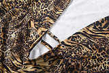 Sexy Leopard Print V-neck Long-sleeved Top and Low-waisted Skirt Set SXE-85189