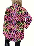 Fashionable Leopard Print Faux Fur Loose-fitting Mid-length Coat FSX-717