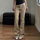 Casual Solid Color Pocket Corduroy Low-riseSlim Fit Versatile Flared Pants MRA-45653