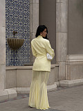 Stylish and Professional Solid Color Suit and Mesh Skirt Two-piece Set SFY-789