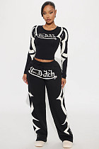 Fashionable Autumn/Winter Sporty Print Color-blocked Casual Suit FC-1427