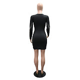 Fashionable Round Neck Rhinestone Long-sleeved Slim-fit Dress CYA-902202