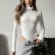 Solid Color Turtleneck Knit Ribbed Bodysuit MRA-45270
