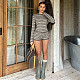 Casual Knit Striped Button-Up Top and Slim Fit Shorts Set ZJQD-87412